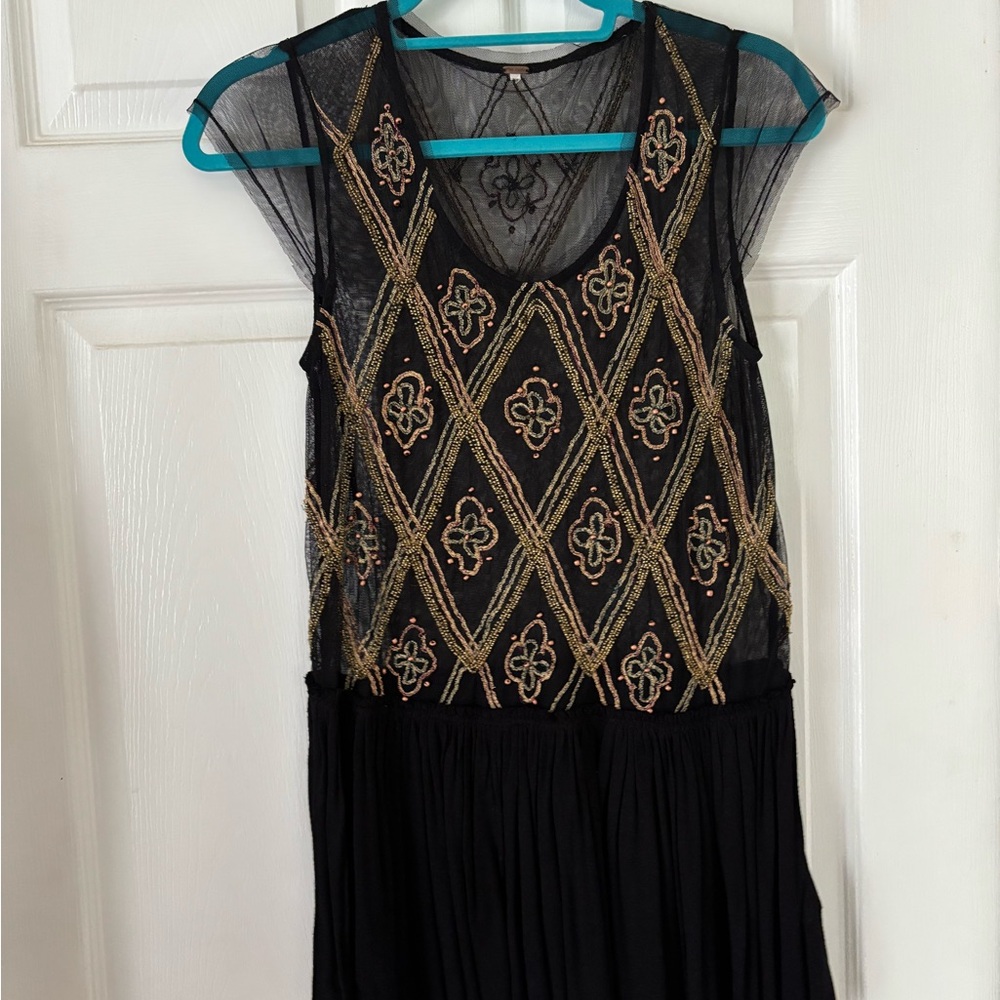Elegant Black and Gold Embroidered Top